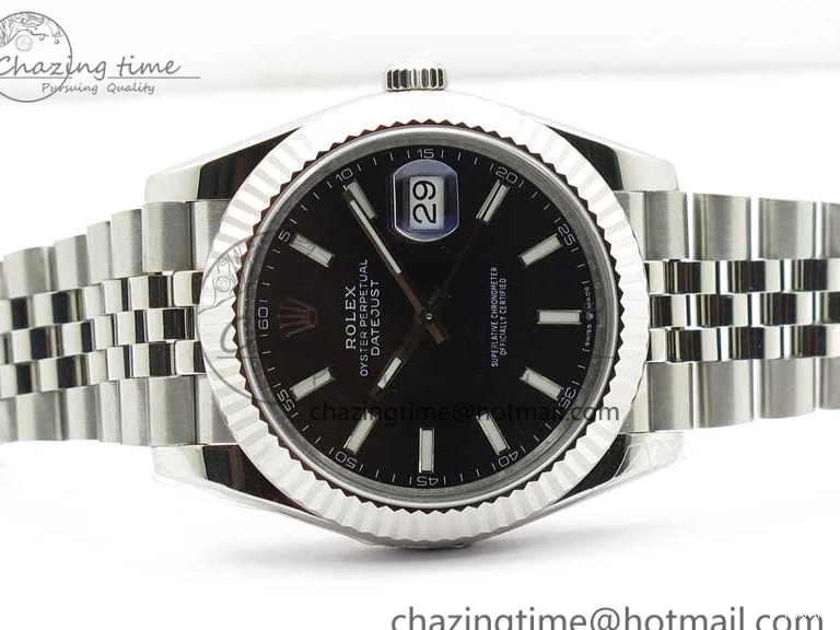 MiroTime 0414 DateJust 41MM 126334 904L SS VRF 1:1 Best Edition Black Dial Stick Markers on SS Jubilee Bracelet A Trendy 2901